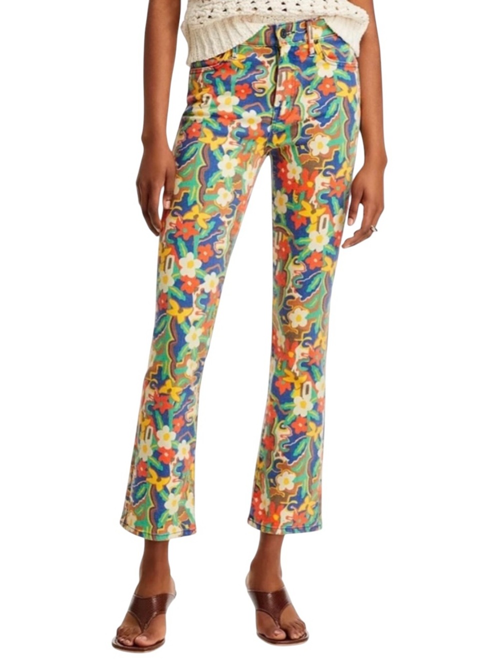 MOTHER The Insider Flood Cosmic Blooms Floral Play Date Jeans 27 NWT